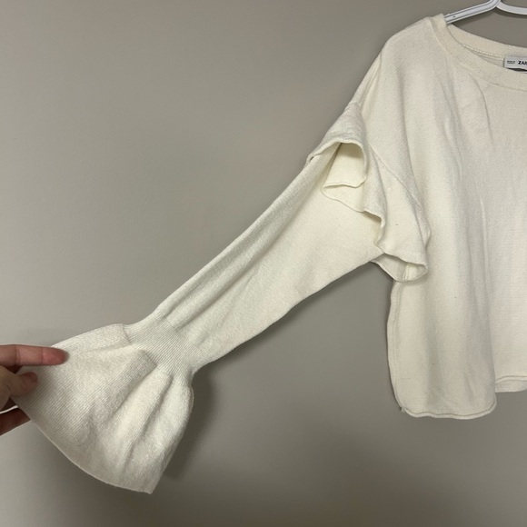Zara Off White Bell Sleeve Knit Sweater - Picture 2 of 4